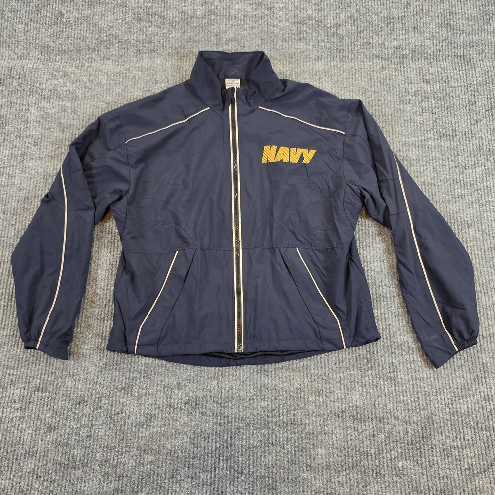 US Navy PT Jacket Mens Small X-Short Blue Reflective Physical Training Uniform